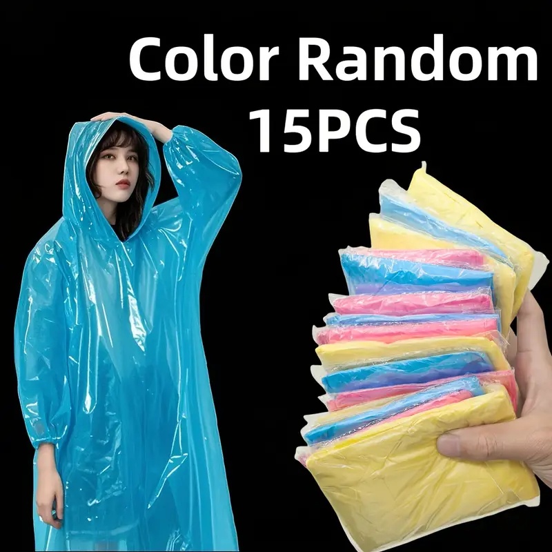 Emergency Poncho Rain - 15/30 stuks willekeurige kleur wegwerp transparante