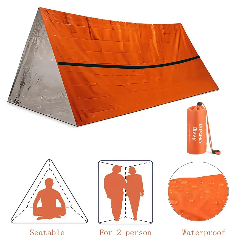 Emergency Mylar Tent - 2-persoons noodoverlevingshut waterdichte Mylar bivak tent